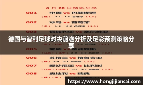 德国与智利足球对决前瞻分析及足彩预测策略分享